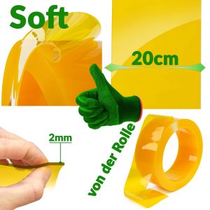 PVC Streifenvorhang Lamellen Vorhang Stärke 2mm Gelb B-20cm 100 x 20cm | tischschutz
