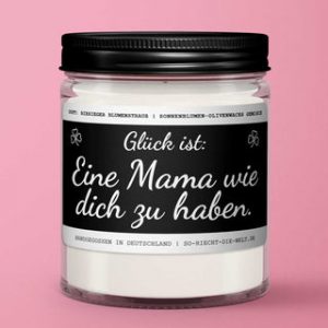 Mama Duftkerze “Glück ist, eine Mama wie dich zu haben.” Duft: riesiger Blumenstrauß – Einzelne Kerze | So riecht die Welt
