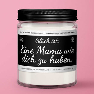 Mama Duftkerze "Glück ist, eine Mama wie dich zu haben." Duft: riesiger Blumenstrauß - Einzelne Kerze | So riecht die Welt
