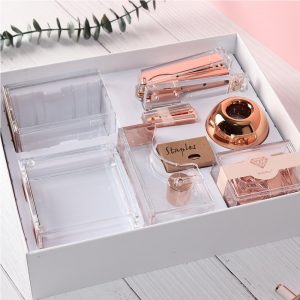 Schreibtisch Acryl Set, 8-teilig – Roségold | Kornet und Hahn