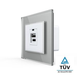 USB-A & USB-C Modul Grau/Weiß VL-USB-AC/SR-15 LIVOLO | Luxus-Time