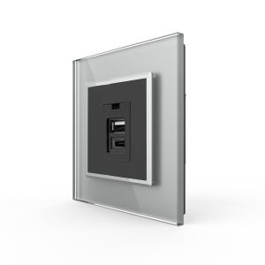 USB-A & USB-C Modul Grau/Schwarz VL-USB-AC/SR-15 LIVOLO | Luxus-Time