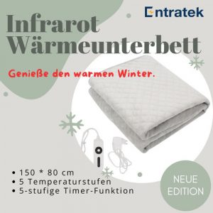 ‘Entratek Infrarot Wärmeunterbett 150 x 80 cm Graphen-Ferninfrarot, 5 Temperaturstufen, Heizdecke’ | Entratek Shop