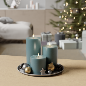 LED Blockkerzen Set – Jade Green – 10 x 10 + 15 + 20 cm | Deluxe Home Art Shop DE