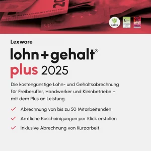 Lexware lohn + gehalt plus 2025 – Jahresversion, ESD (Download), Windows | mysoftware