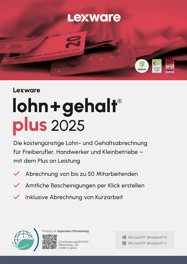 Lexware lohn + gehalt plus 2025 - Jahresversion, ESD (Download), Windows | mysoftware
