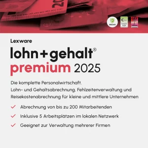 Lexware lohn + gehalt premium 2025 – Jahresversion, ESD (Download), Windows | mysoftware