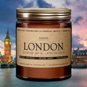 London Duftkerze – weißes Patchouli | helles Amber | Kaschmirholz – 2er Pack ( 5 Euro sparen ) | So riecht die Welt
