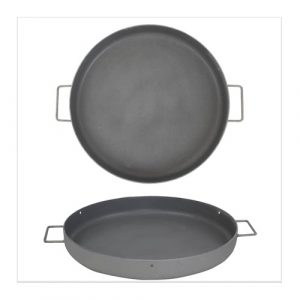 Eisenpfanne mit Griffen und Löcher für Aufhängung – schmiedeeiserne Pfanne Grill, offenes Feuer – Bratpfanne – 50 cm Durchmesser | Schwenkgrill Shop