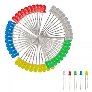 100 x Leuchtdiode LED 3mm – weiss, rot, gelb, blau, grün | Roboter-Bausatz.de