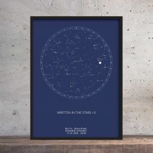 Sternenhimmel Poster – Persönliche Sternenkarte – Navy Blau – Aluminiumrahmen Schwarz, 40x60cm | Pimavo