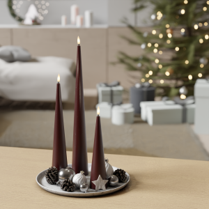 Bordeaux Kegelkerzen paket 20 x 28 x 38 | Deluxe Home Art Shop DE