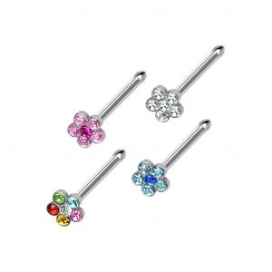 4er Set Nasenpiercing Nasenstecker Strass Blume Chirurgenstahl | cristal-jewelry
