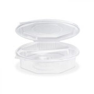 Menüschale achteckig Achteckbecher klar mit Deckel 2-geteilt, PP, 25 Stk. | Verpackungsteam