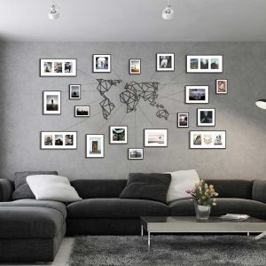 Weltkarte aus Metall – CROSSING LINES (ohne Rahmen) | Pimavo