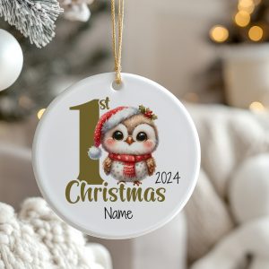 Weihnachtskugel mit Namen Mein Erstes Weihnachten mit Eule | Graz Design