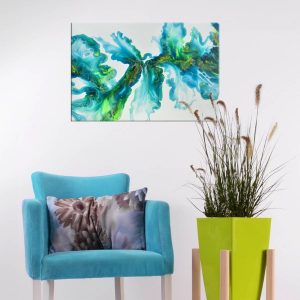 Acryl Pouring Bild 60x40cm “Ocean Whisper” Unikat – Raumzutaten.de | Online Shop | raumzutaten