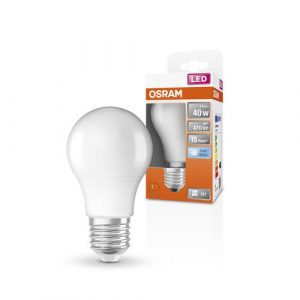OSRAM LED-Lampen, klassische Kolbenform, 40 Watts Ersatz, E27, A-shape, 4000 Kelvin, Kalt weiß, Matt, single Pack | LEDVANCE