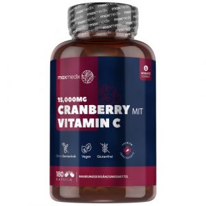 Cranberry mit Vitamin C – 15000 mg 180 Kapseln – 6 Monats Vorrat | ShytoBuy