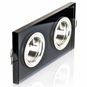 Doppel-Einbaurahmen schwarzes Kristallglas – eckig – Schnellspannkopf – flach | bigE