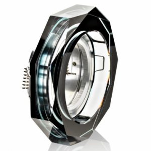 Einbaurahmen schwarzes Kristallglas – 8eck rauch – Schnellspannkopf – vertieft | bigE