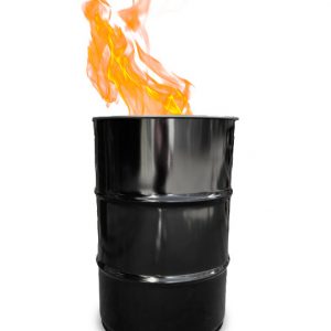 Barrelkings Industrie Feuerfass Feuerstelle 60 Liter Metall Ölfass schwarz 40×58 cm | Barrelkings.com