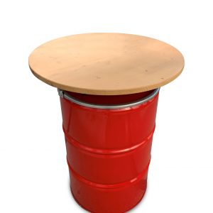 Ölfass Stehtisch 200 Liter mit Holzplatte |80x105cm | Barrelkings.com