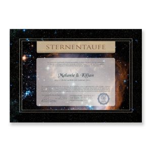 Sterntaufe Geschenk Goldband | Benenne Deinen Stern mit persönlicher Urkunde A4 | Mondland