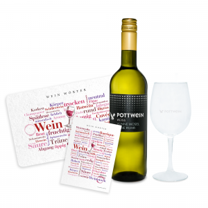 Geschenkset “Wein-Liebe” – POTTWEIN Weiß 2020er Auxerrois | Deine Wörter