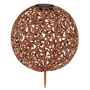 Globo SOLARLEUCHTE METALL rostfarben, Kugel mit Dekorgeflecht, Dm 285mm | CHT Onlineshop