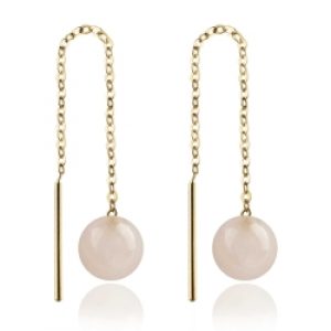 333 Gelbgold Durchzieher Ohrringe mit Rosenquarz | Mein-Ohrstecker