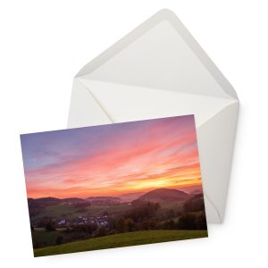 Grußkarte Sonnenuntergang im Sauerland | Deine Wörter