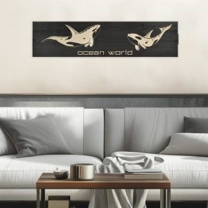 Holz-Wandbild 80x20cm OCEAN WORLD “Orcas” – Raumzutaten.de | Online Shop | raumzutaten