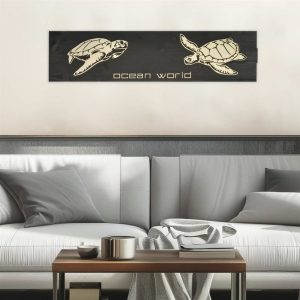 Holz-Wandbild 80x20cm OCEAN WORLD “Sea Turtles” – Raumzutaten.de | Online Shop | raumzutaten