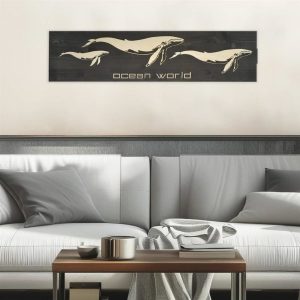 Holz-Wandbild 80x20cm OCEAN WORLD “Whales” – Raumzutaten.de | Online Shop | raumzutaten