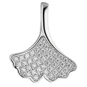 Ginkgo Anhänger mit Zirkonia Silber 925 | Diamondoro.de