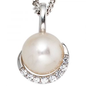 Perlen Diamant Anhänger Weißgold 585 | Diamondoro.de