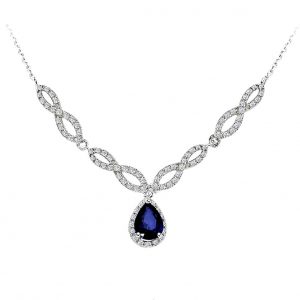 Saphir Diamant Collier Tropfen Weißgold 585 | Diamondoro.de