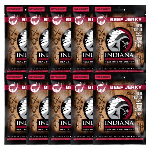 INDIANA Beef Jerky – 25g 10er Pack Hot & Sweet | indiana-jerky