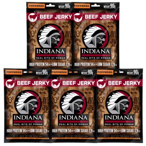 INDIANA Beef Jerky – 90g 5er Pack Peppered | indiana-jerky
