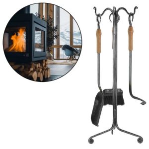 Kamingarnitur 4tlg handgeschmiedet schwarz – Raumzutaten.de | Online Shop | raumzutaten