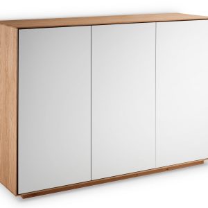 Sideboard Riva in Wildeiche geölt in sehr eleganter Holz-Weißglas-Kombination | massive-naturmoebel