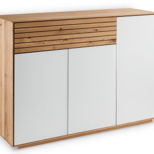 Sideboard Riva in Wildeiche geölt mit eleganter Holz-Weißglas-Kombination | massive-naturmoebel