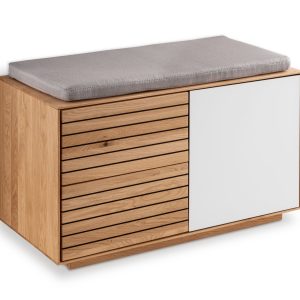 Sitzbank Riva in Wildeiche geölt mit eleganter Holz-Weißglas-Kombination | massive-naturmoebel
