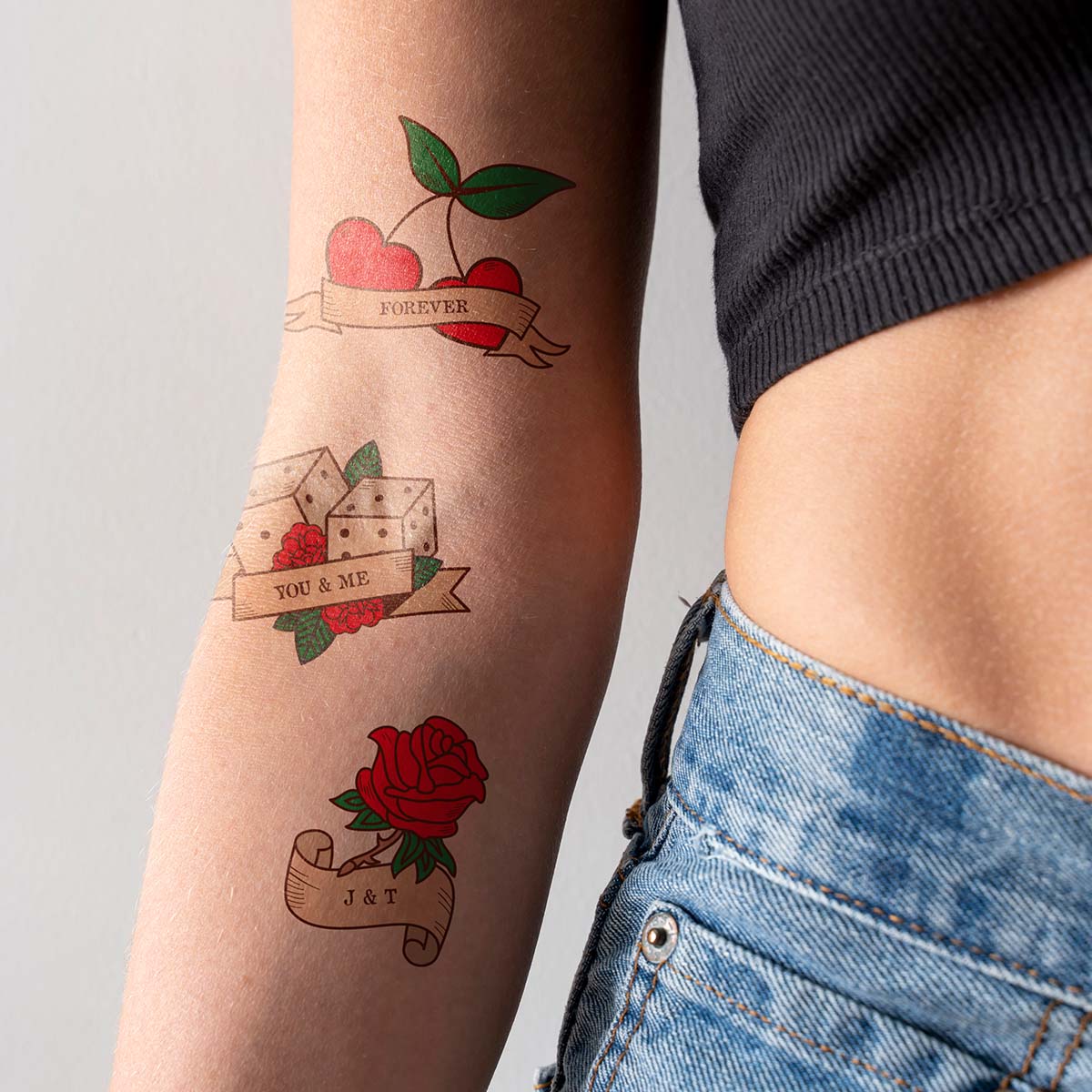 Personalisierbare Tattoos 6er Set mit Retro-Designs und Text, Geschenk Frauen, Geschenk Freundin, Geschenk Schwester, Geschenk Mama, Witzige Geschenke