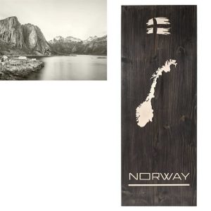 Markantes Wandbild 30x80cm mit 3D Holz Silhouette NORWAY – Raumzutaten.de | Online Shop | raumzutaten