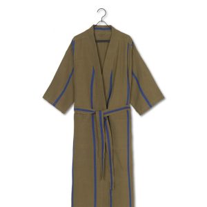 Morgenmantel Field Robe olive/bright blue | Geliebtes Zuhause DE