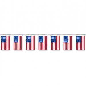 USA Papier-Fahnenkette als Hänge Deko | Karneval-Universe
