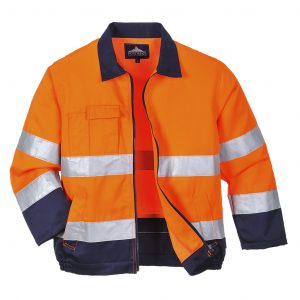 Portwest Madrid Hi-Vis Contrast Bomber Jacket , orange marine, 3XL | Krähe Workwear