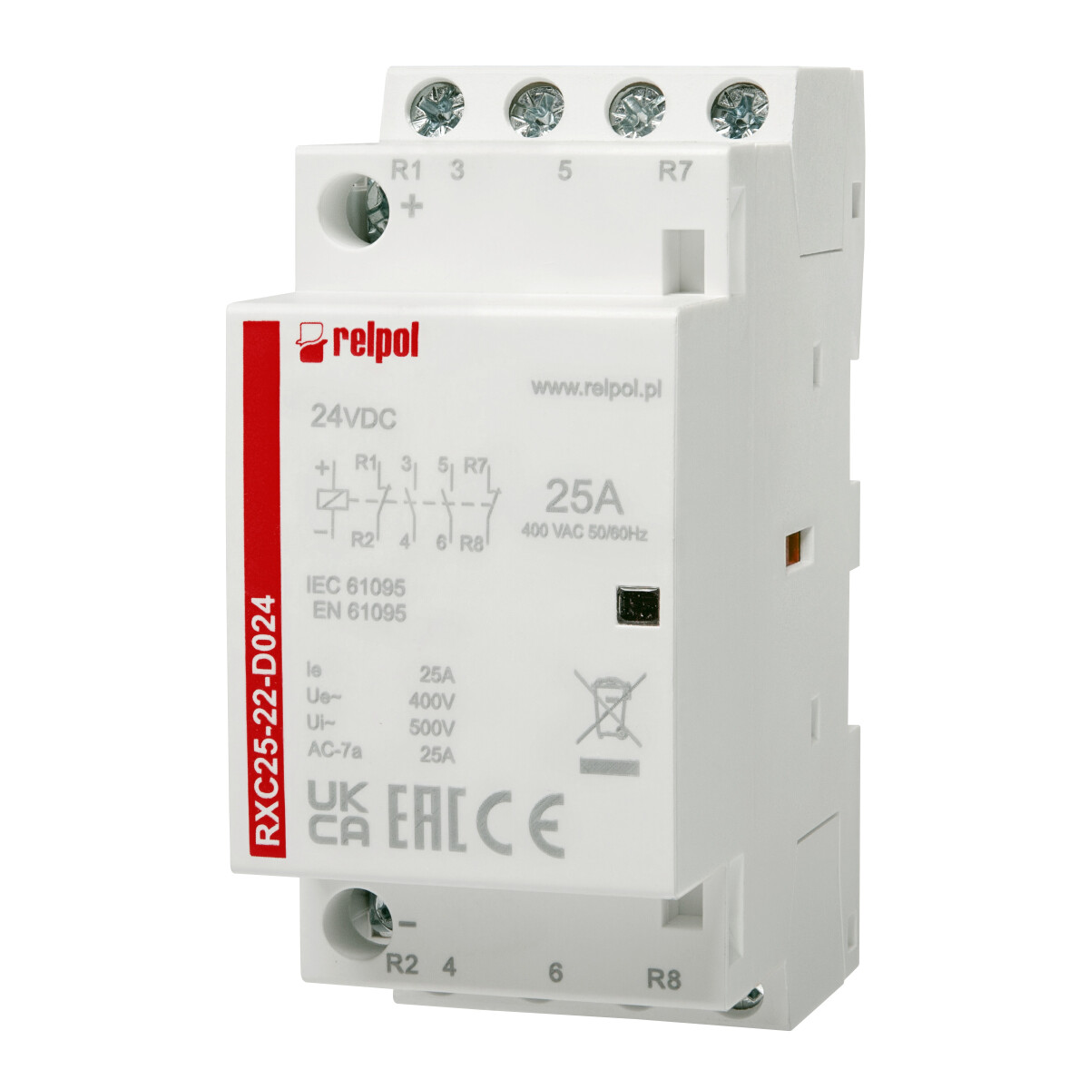 RELPOL RXC25-22-D024 Installationsschütz 24V DC 25A 2 Schliesser + 2 Öffner | elotronics